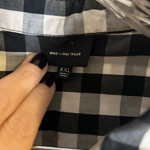 Who What Where black and white buffalo check puff sleeve blouse size XXL - Picture 3 of 3